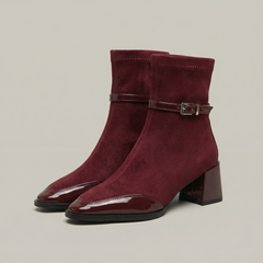 Alda | Suede-Look Mid-Heel Ankle Boots
