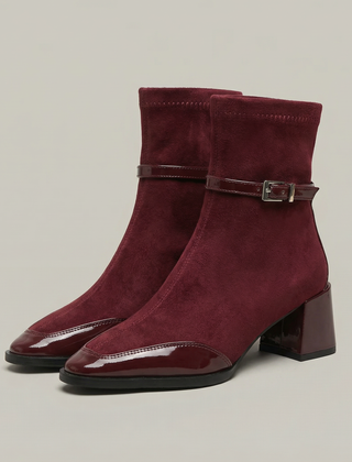 Alda | Suede-Look Mid-Heel Ankle Boots