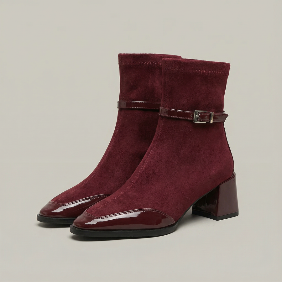 Alda | Suede-Look Mid-Heel Ankle Boots