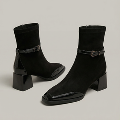 Alda | Suede-Look Mid-Heel Ankle Boots