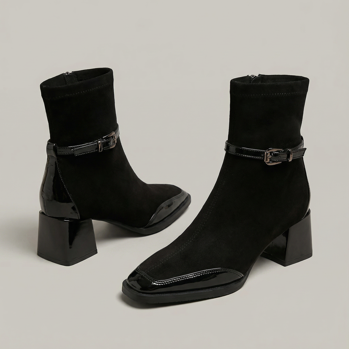 Alda | Suede-Look Mid-Heel Ankle Boots