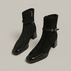 Alda | Suede-Look Mid-Heel Ankle Boots