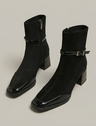 Alda | Suede-Look Mid-Heel Ankle Boots