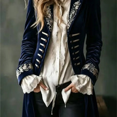 Philomena | Embroidered Velvet Longline Jacket