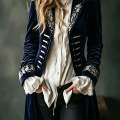 Philomena | Embroidered Velvet Longline Jacket