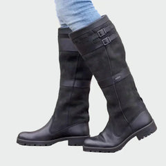 Flaviana | Tall Two-Tone Leather-Look Boots