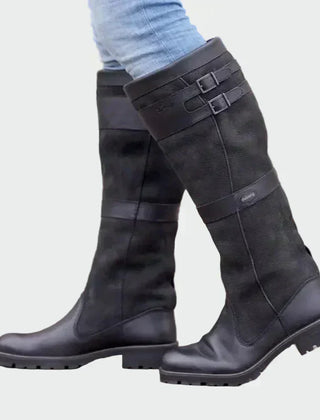 Flaviana | Tall Two-Tone Leather-Look Boots