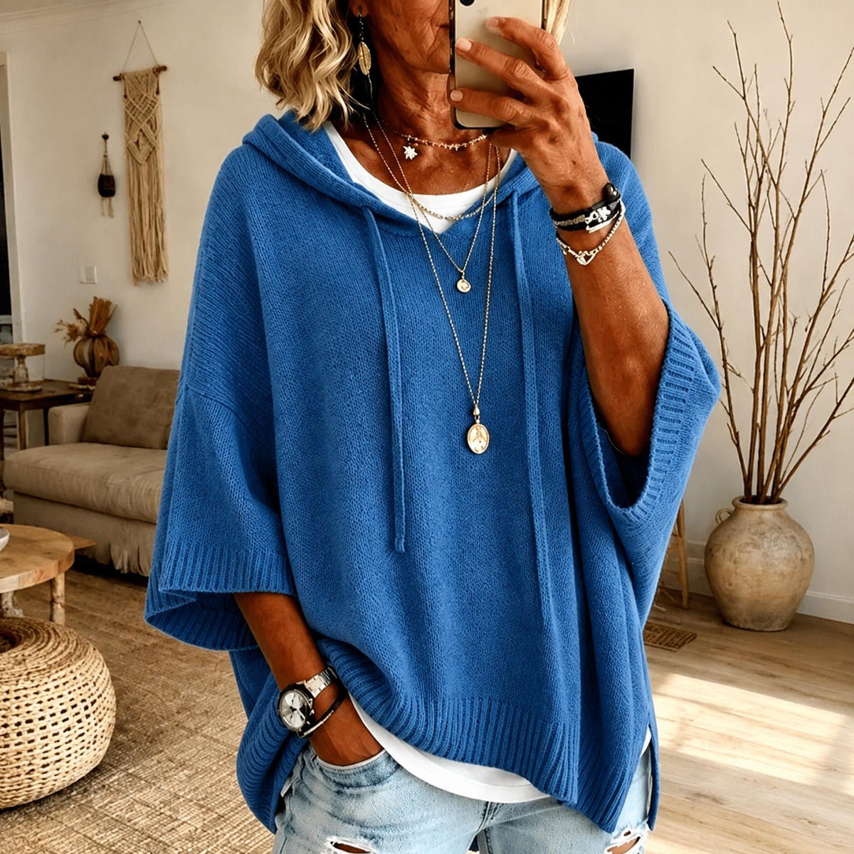 Amelie | Blue Poncho Jumper