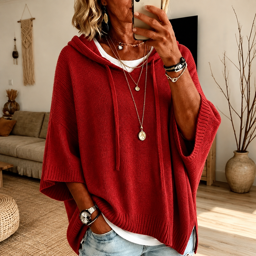 Claire | Red Poncho Jumper