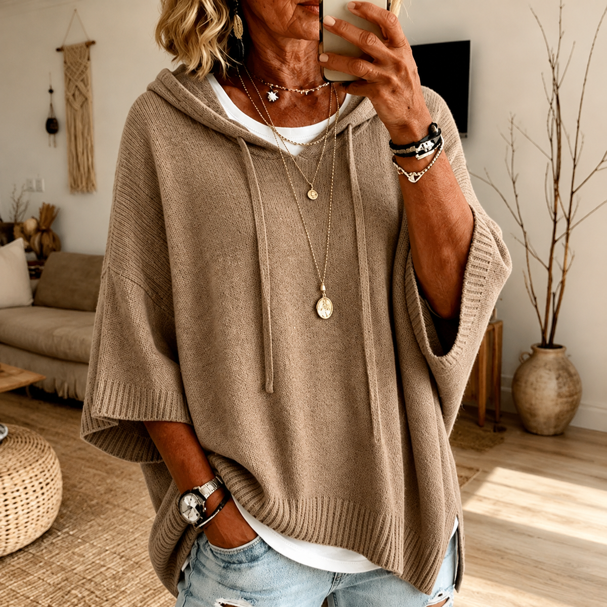 Lucile | Taupe Poncho Jumper