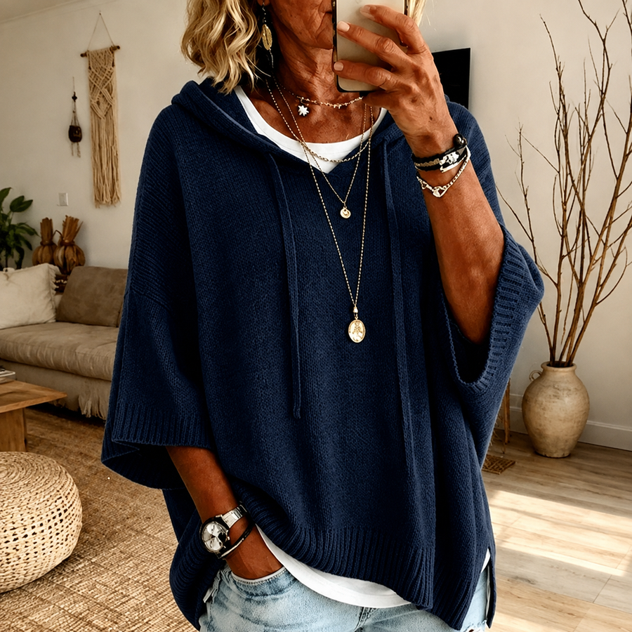 Fleurine | Navy Poncho Jumper