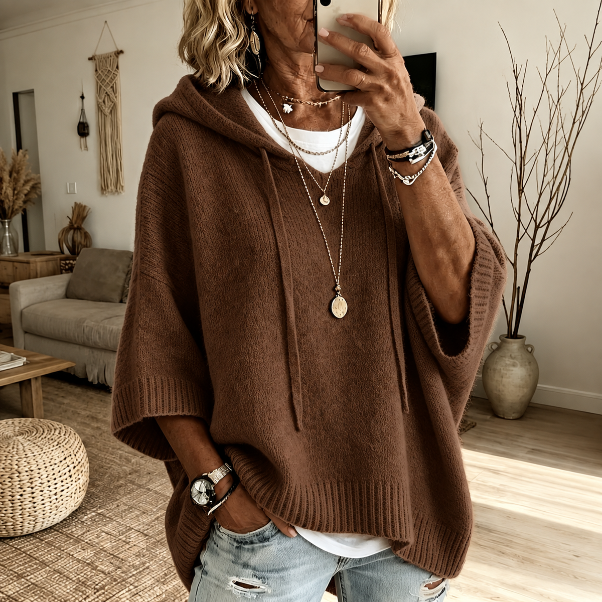 Louise | Brown Poncho Jumper