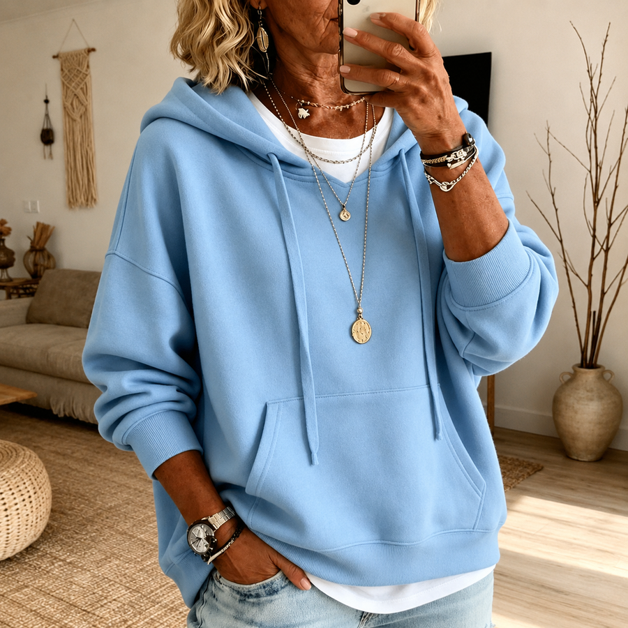 Ines | Sky Blue Oversized Hooded Jumper