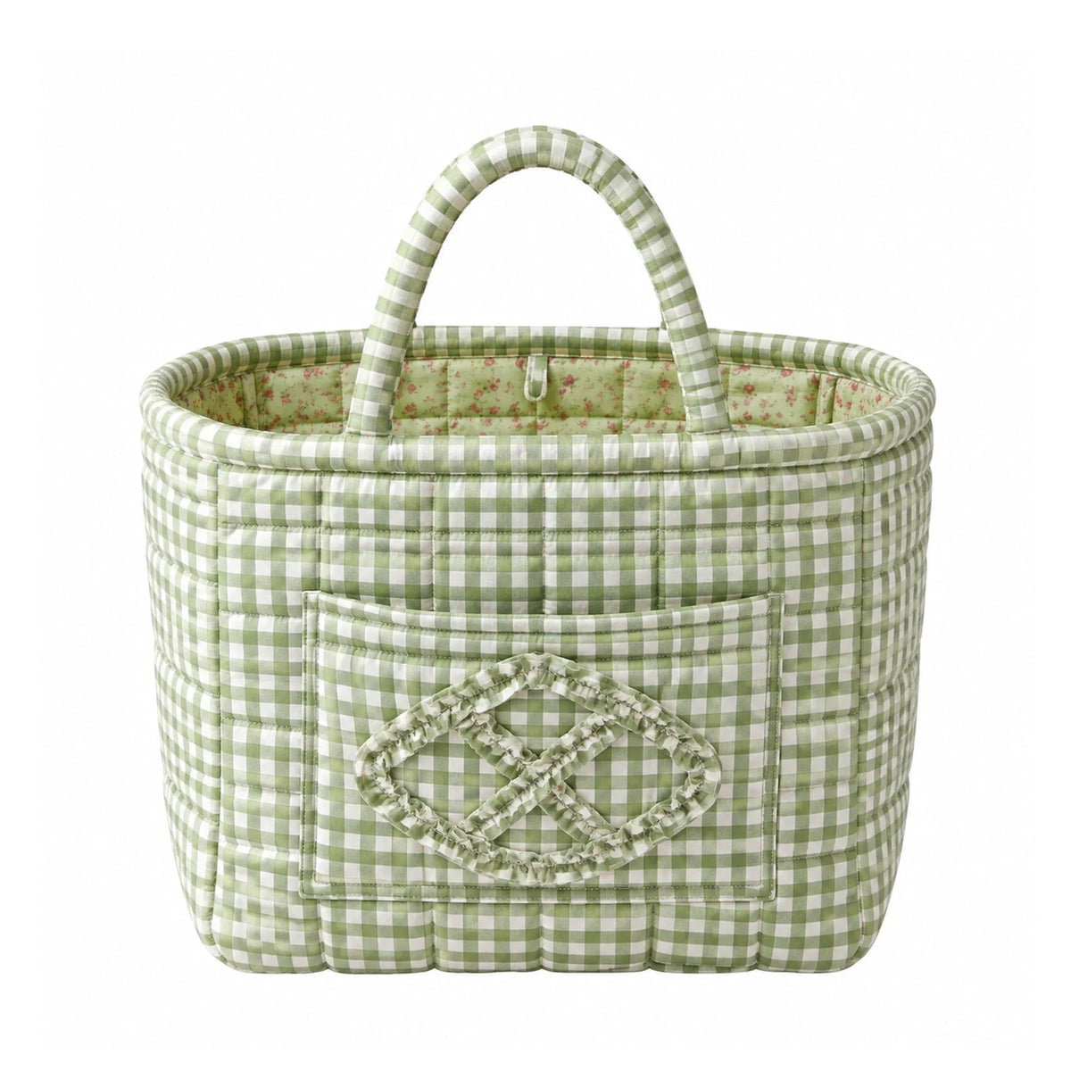 Olive | Sage Gingham Quilted Tote Bag