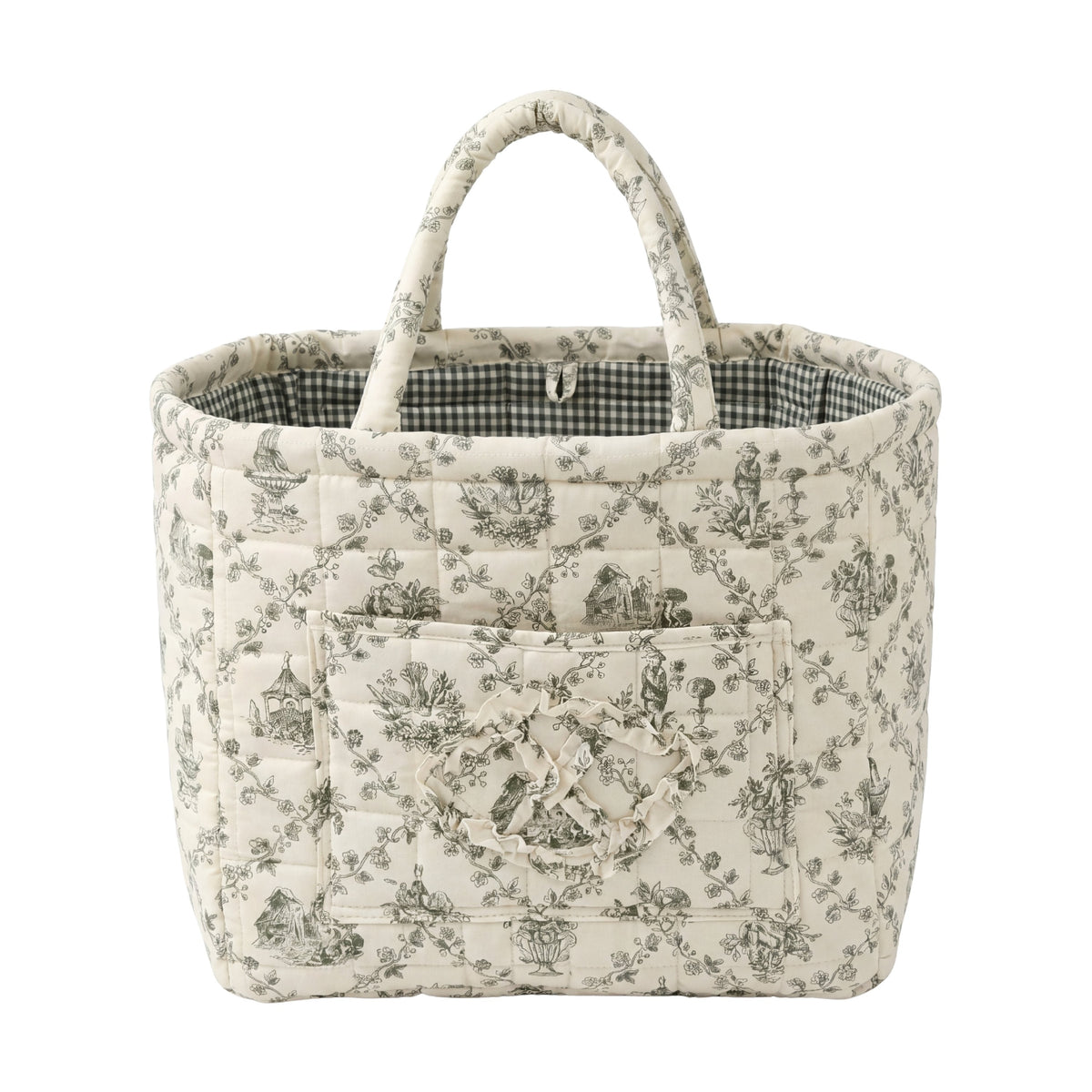 Elodie | Sage Toile Quilted Tote Bag