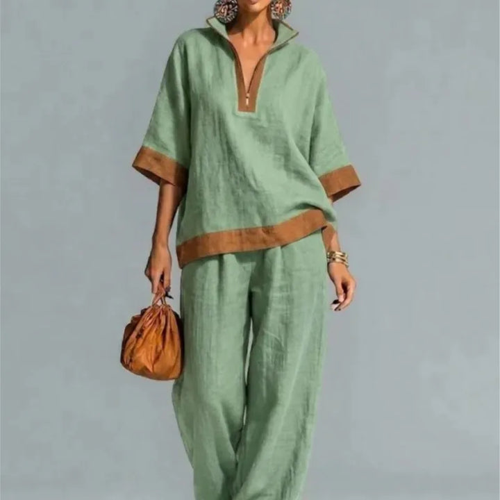 Women's Vintage Linen-Look Co-ord Set