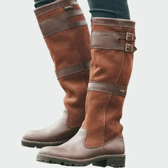 Flaviana | Tall Two-Tone Leather-Look Boots