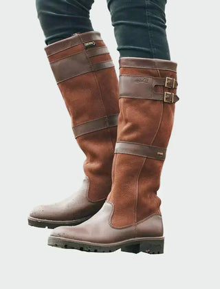 Flaviana | Tall Two-Tone Leather-Look Boots