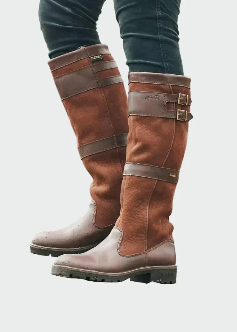 Flaviana | Tall Two-Tone Leather-Look Boots