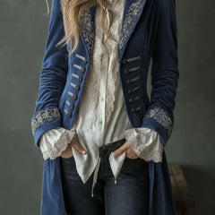 Philomena | Embroidered Velvet Longline Jacket