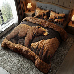 Forest Bear | 3-Piece Quilted Bedding Set
