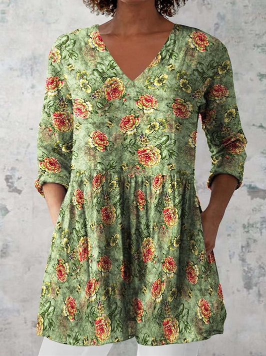 Sara | Long Blouse with V-Neck