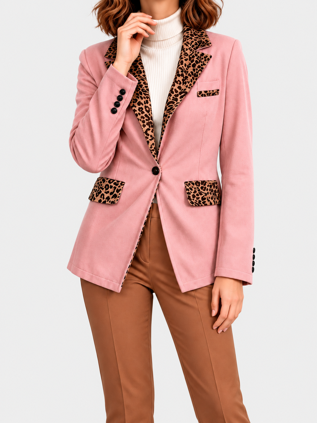 Clementine | Fitted Leopard-Trim Blazer