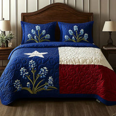 Lone Star Bloom | 3-Piece Quilted Bedding Set