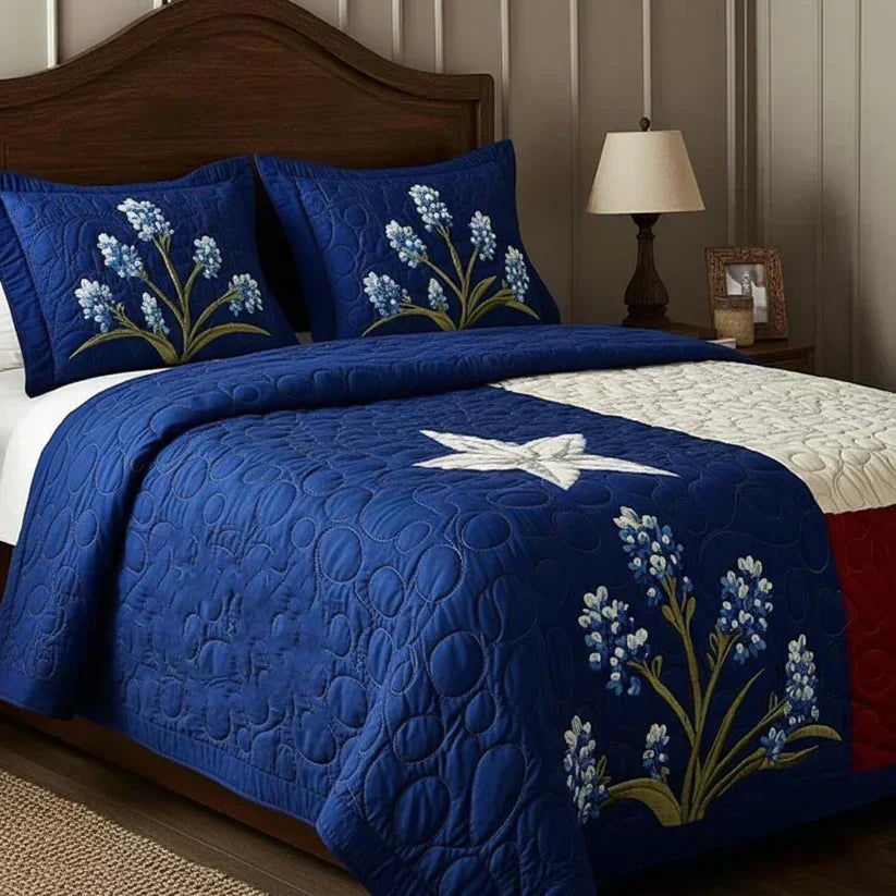 Lone Star Bloom | 3-Piece Quilted Bedding Set
