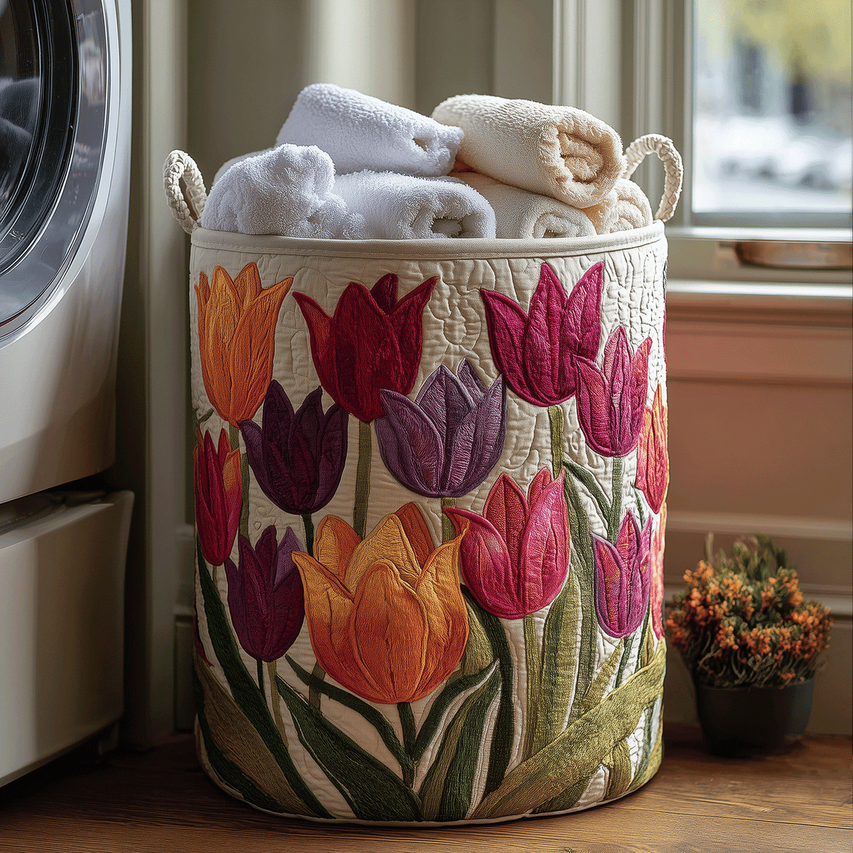 Lily | Tulip Joy Quilted Laundry Basket
