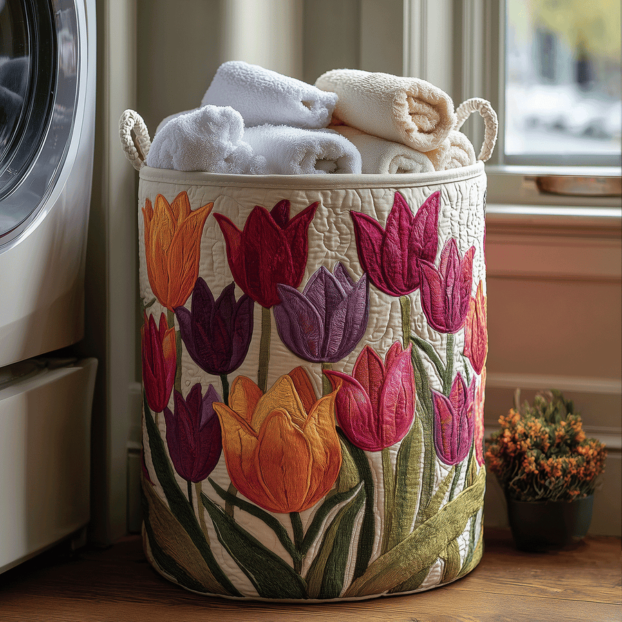 Lily | Tulip Joy Quilted Laundry Basket
