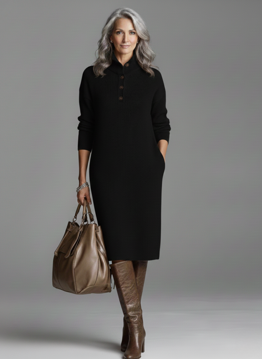 ELODIE | RIBBED MIDI DRESS