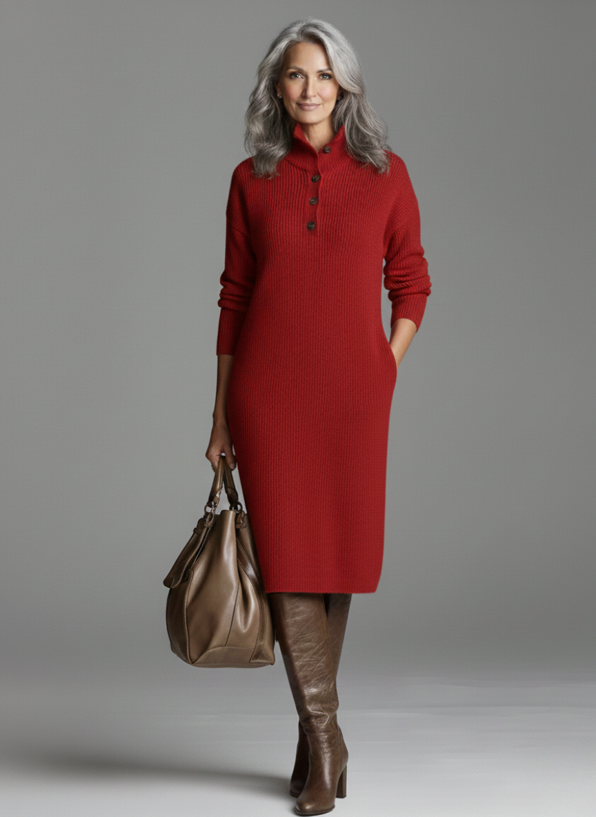 ELODIE | RIBBED MIDI DRESS
