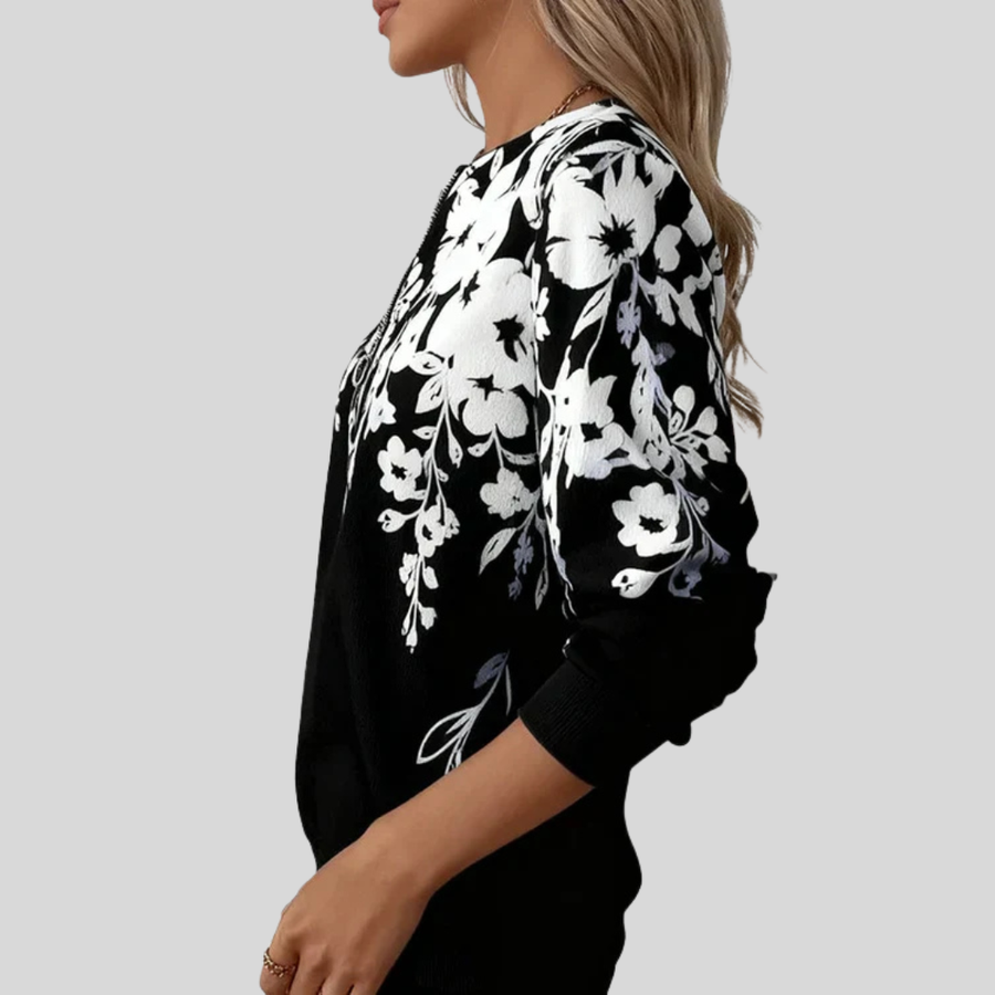 Ruby | Floral Quarter-Zip Sweatshirt