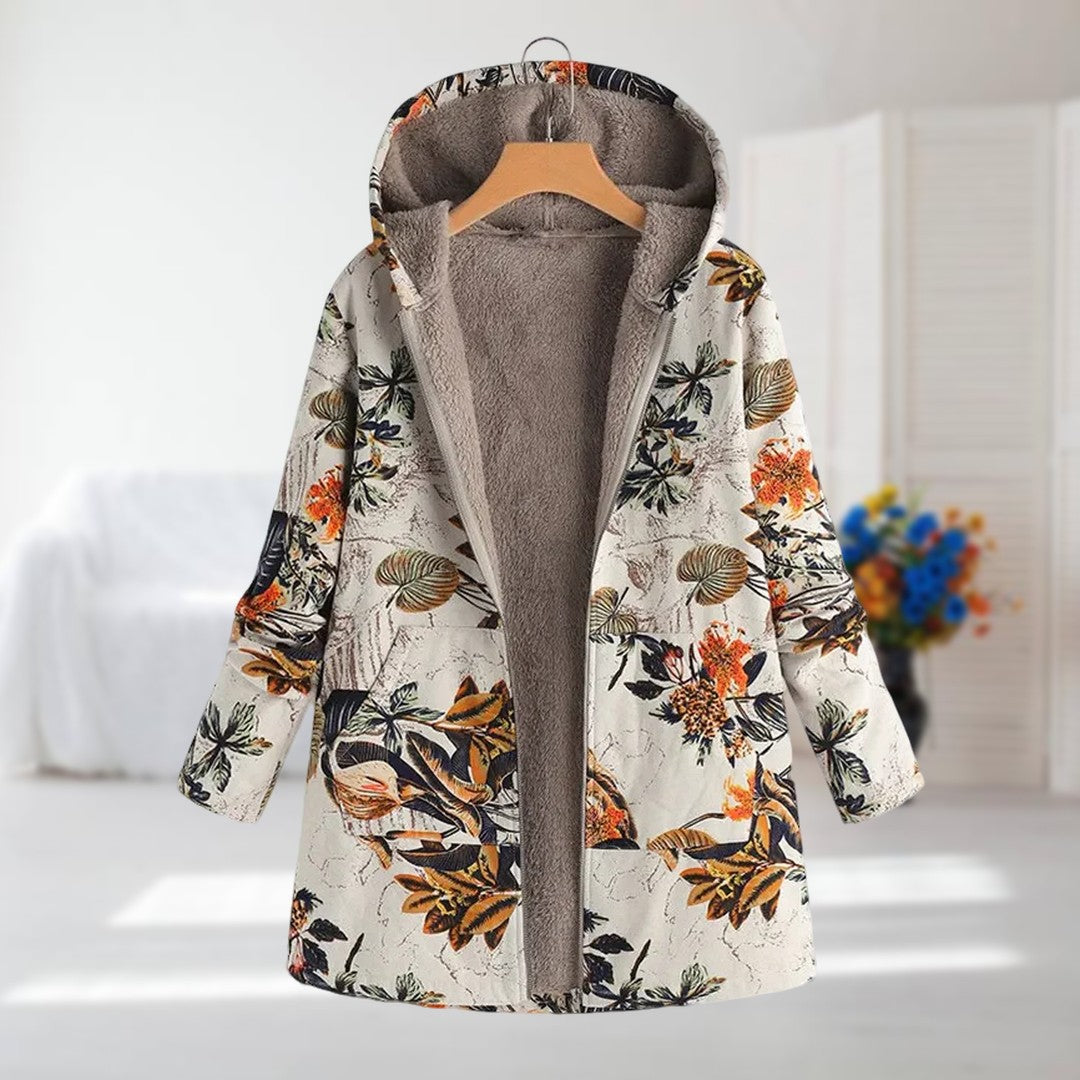 Clara | Beige and Orange Mid-Season Coat