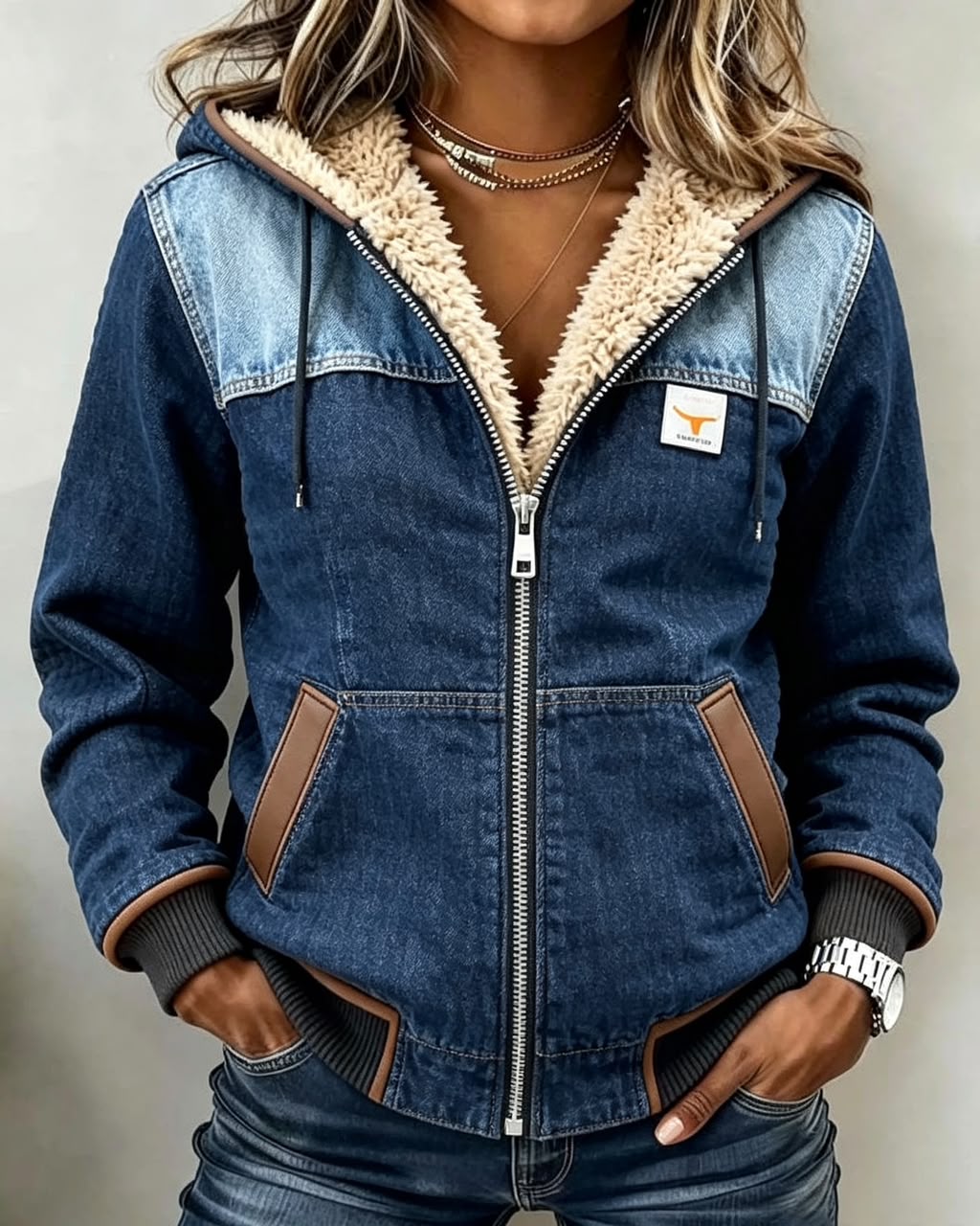 Jemima | Sherpa-Lined Quilted Zip-Up Hooded Jacket