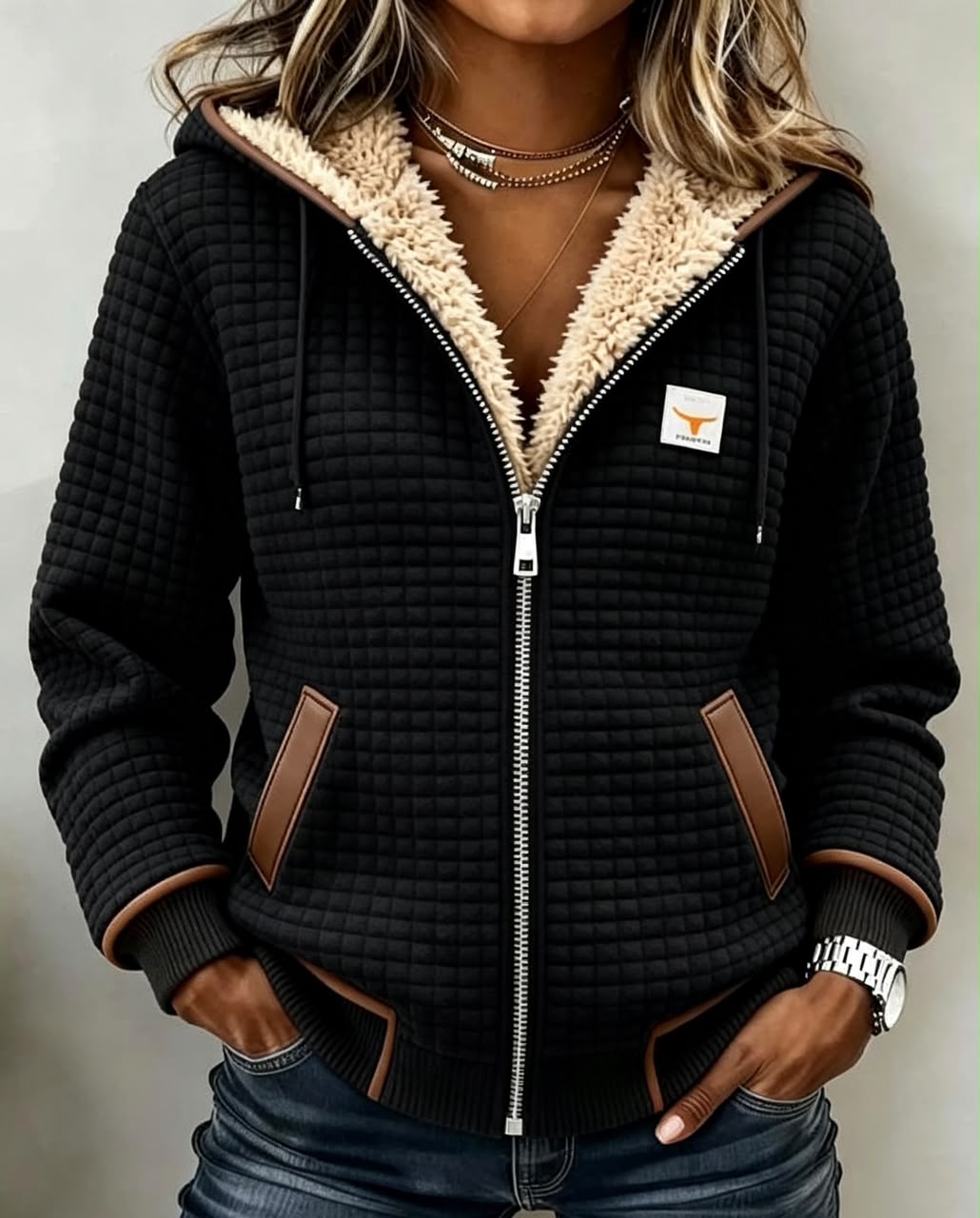 Jorja | Sherpa-Lined Quilted Zip-Up Hooded Jacket