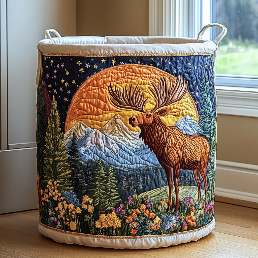 Sylvie | Forest Quilted Laundry Basket