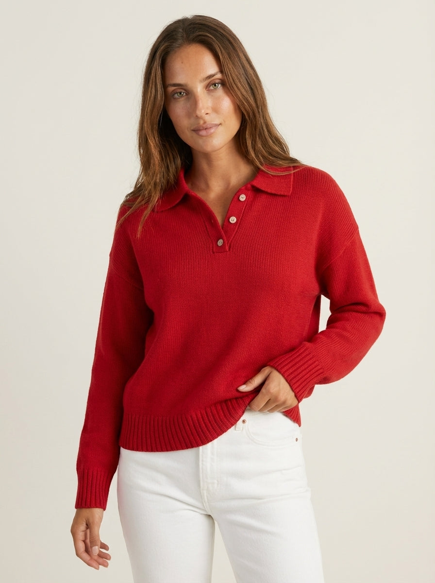 Laura | Collared Jumper with Button Details