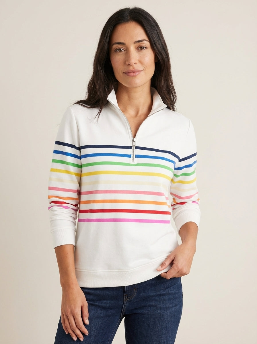 Marie | Colourful Striped Half-Zip Jumper