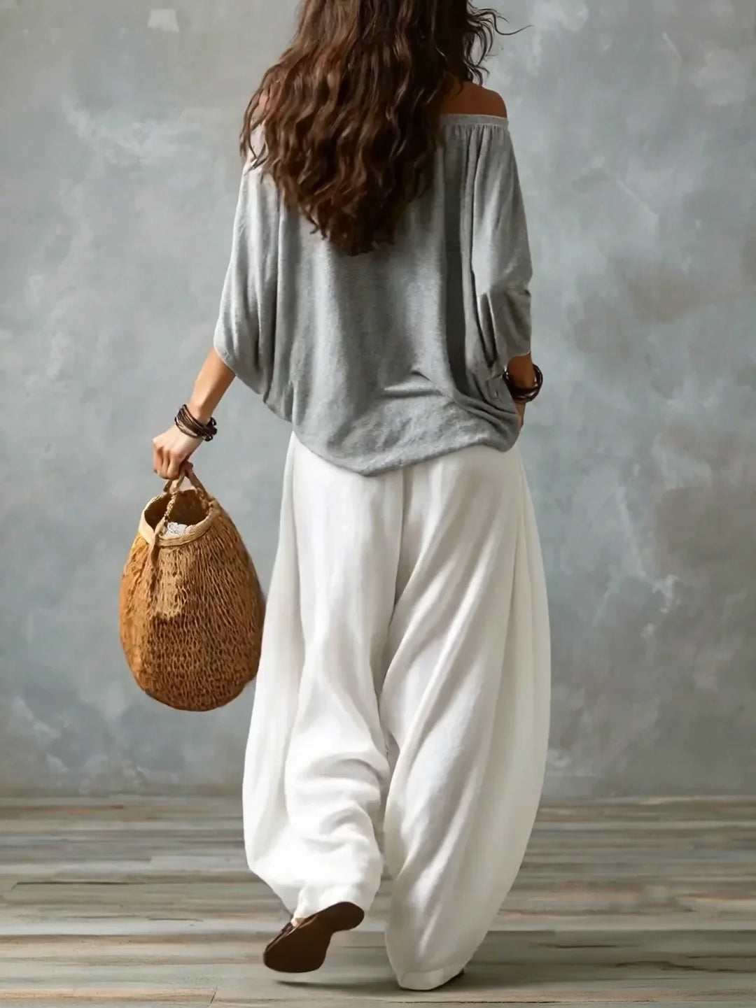 Off-Shoulder Top & Lantern Trousers Set