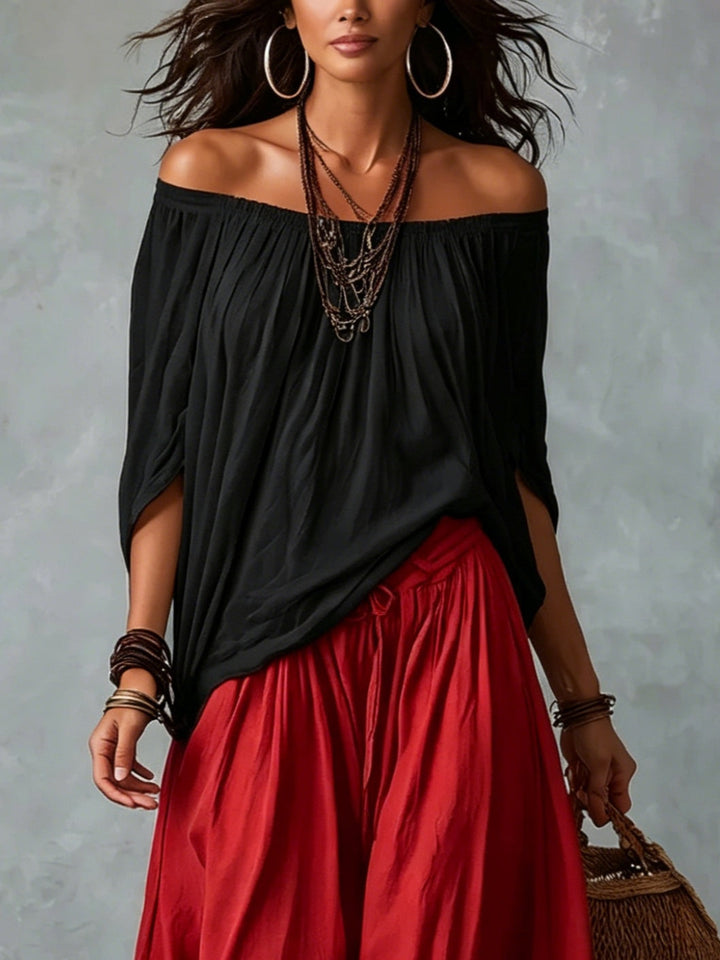 Off-Shoulder Top & Lantern Trousers Set