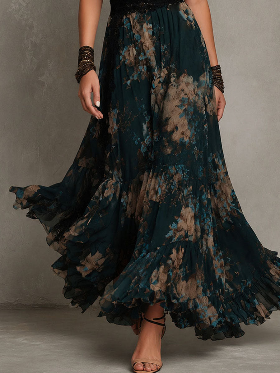 Giorgia | Vintage Floral Chiffon Maxi Dress