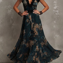 Giorgia | Vintage Floral Chiffon Maxi Dress
