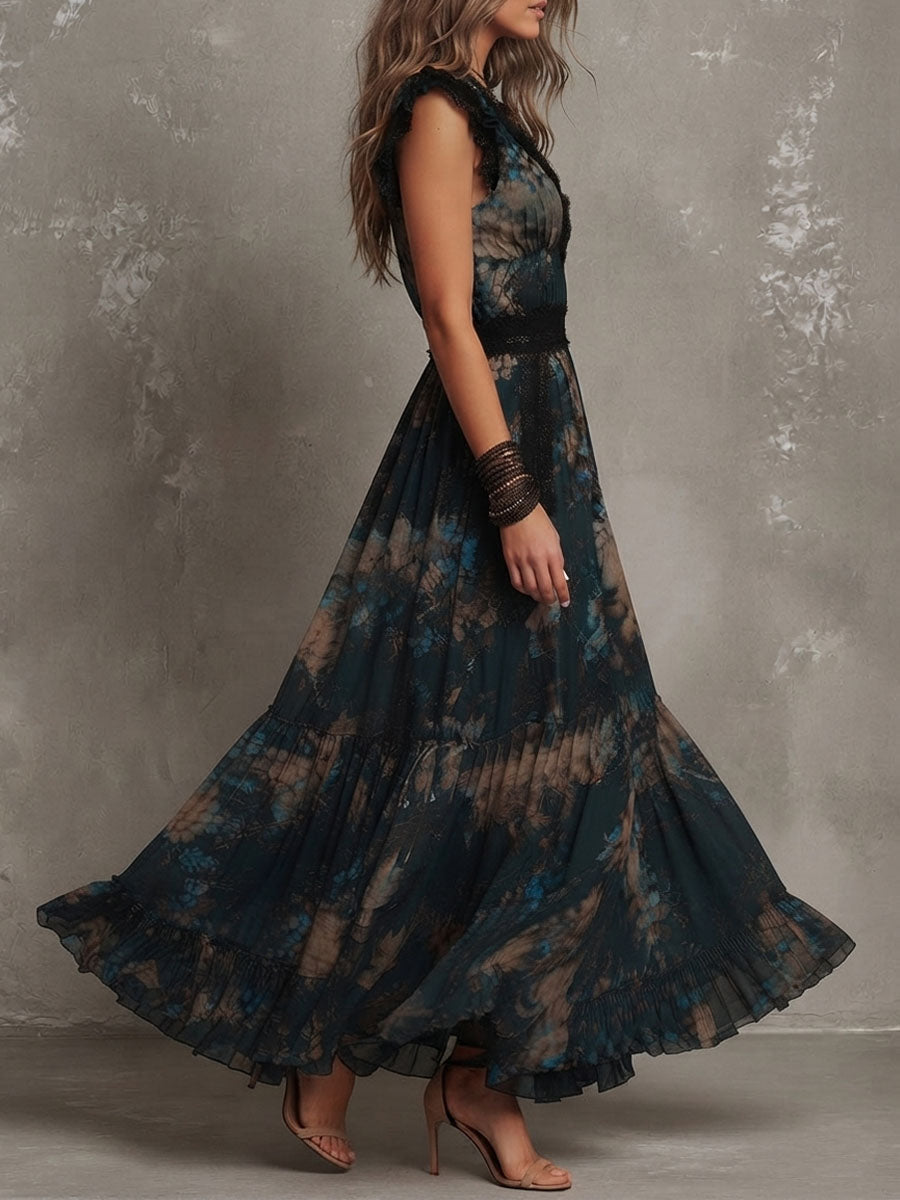 Giorgia | Vintage Floral Chiffon Maxi Dress