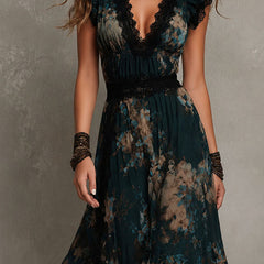 Giorgia | Vintage Floral Chiffon Maxi Dress
