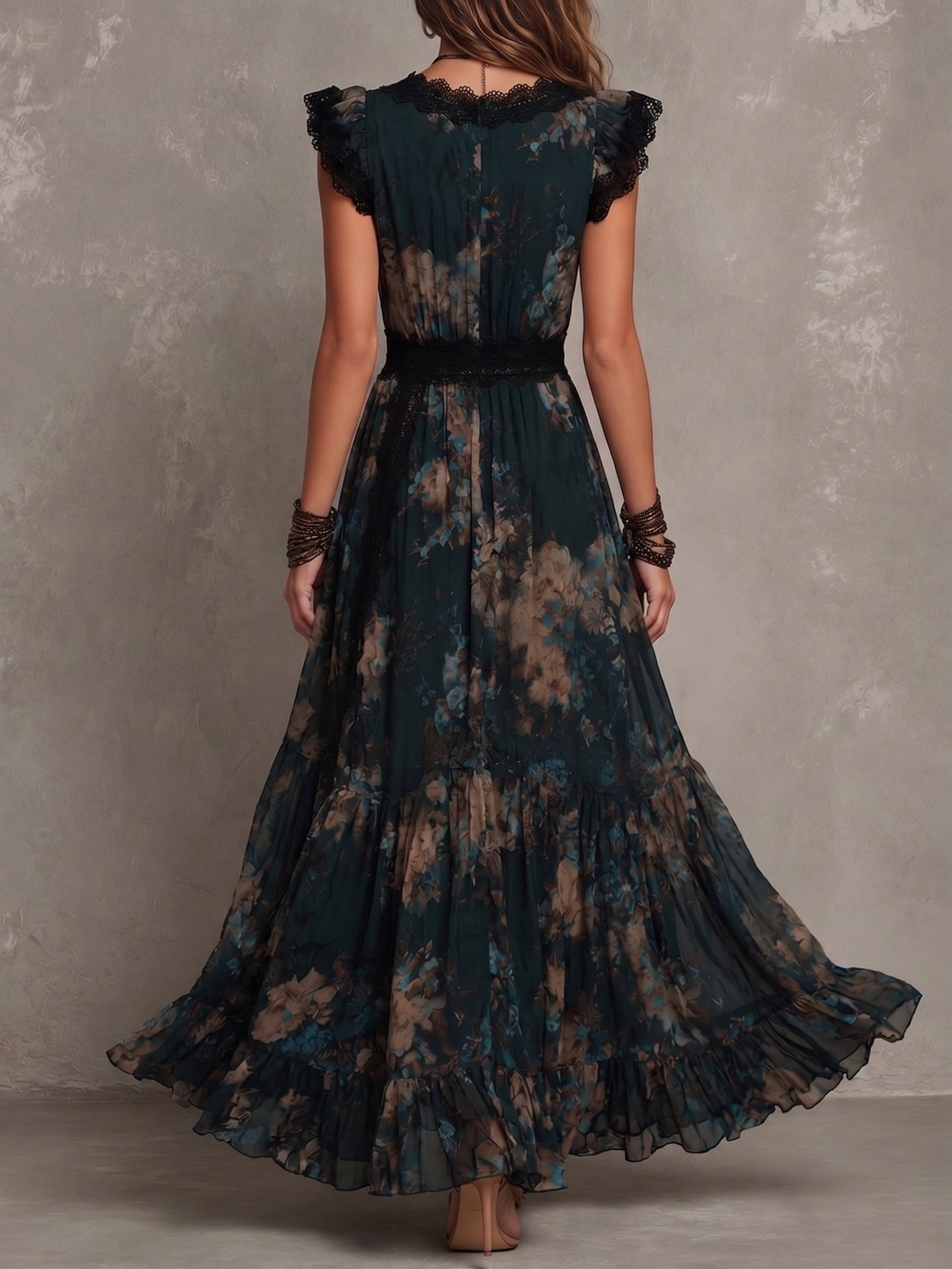 Giorgia | Vintage Floral Chiffon Maxi Dress
