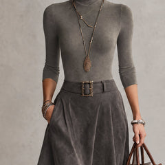 Fabiola | Roll-Neck Top and Asymmetric Skirt Set