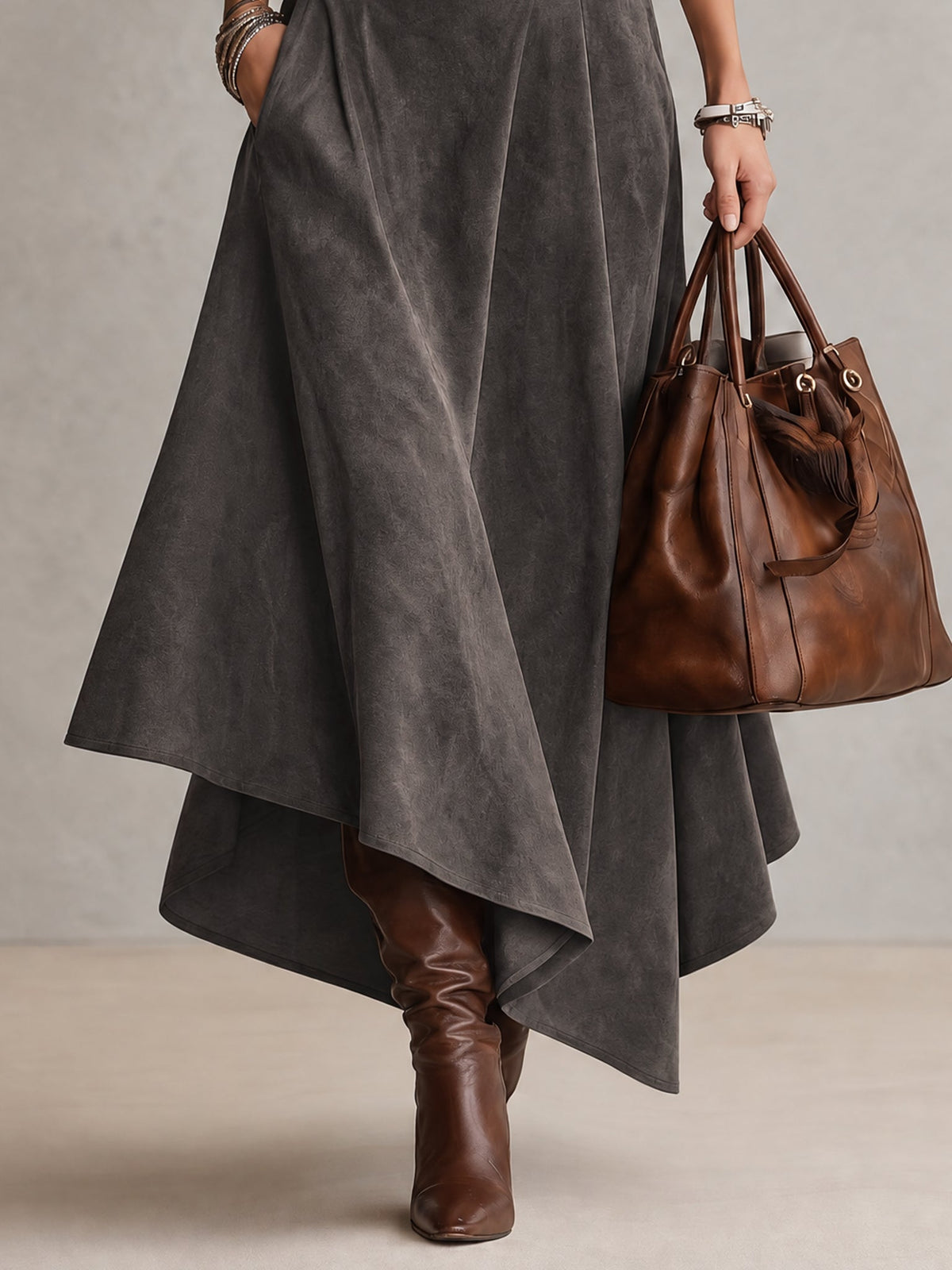 Fabiola | Roll-Neck Top and Asymmetric Skirt Set