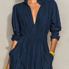 Paloma | Pleated V-Neck Maxi Dress